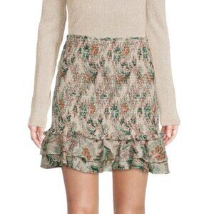 NWT VERONICA BEARD Multi Melodie Smocked‎ Mini Skirt Stone Floral Size 6